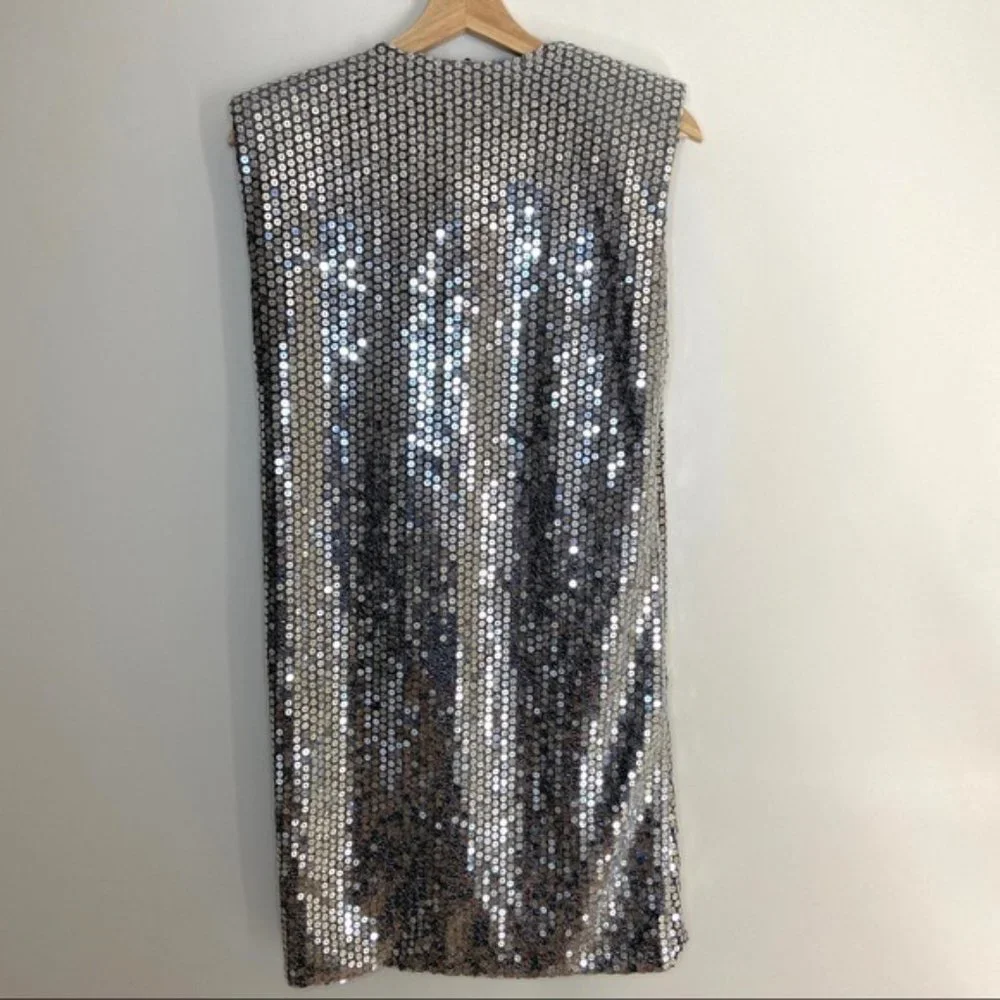 Zara Silver Sequin Mini Dress - Picture 7 of 7